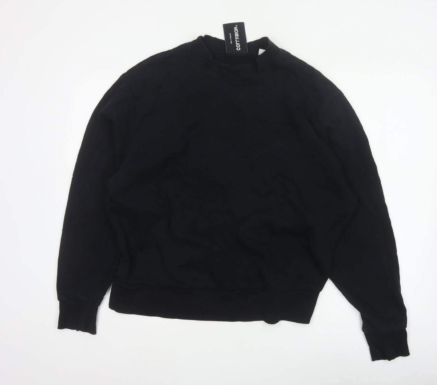 Collusion Men’s Black M Crew Neck Cotton Pullover Sweatshirt