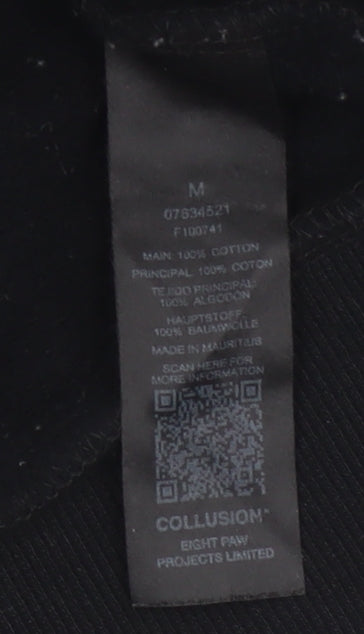 Collusion Men’s Black M Crew Neck Cotton Pullover Sweatshirt