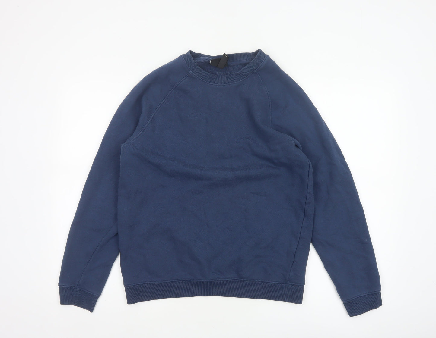 H&M Men’s Blue Small Regular Fit Crew Neck Cotton Pullover Sweatshirt