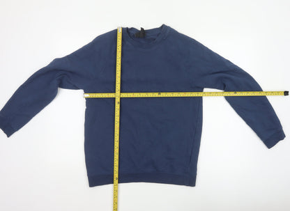 H&M Men’s Blue Small Regular Fit Crew Neck Cotton Pullover Sweatshirt