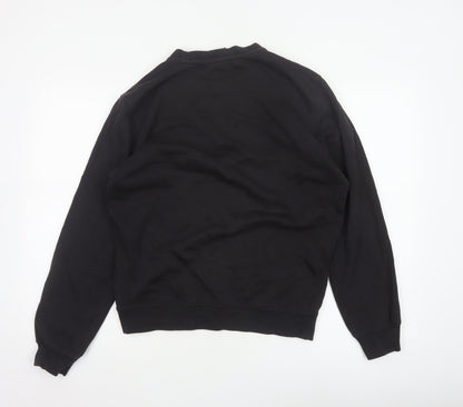 Champion Women Black S Pullover Sweatshirt Logo Crew Neck Cotton Blend