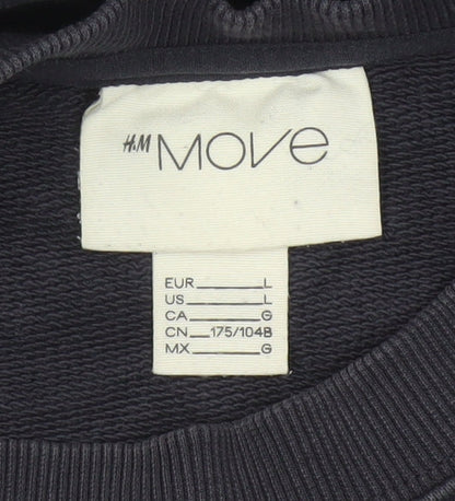H&M Move Men’s Blue L Crew Neck Cotton Pullover Sweatshirt