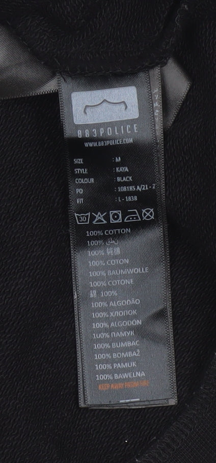 883 Police Women Black M Pullover Hoodie Logo Cotton