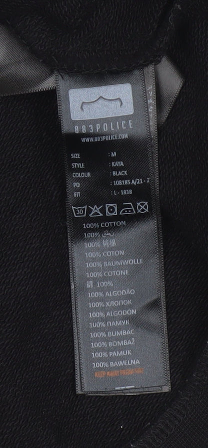 883 Police Women Black M Pullover Hoodie Logo Cotton