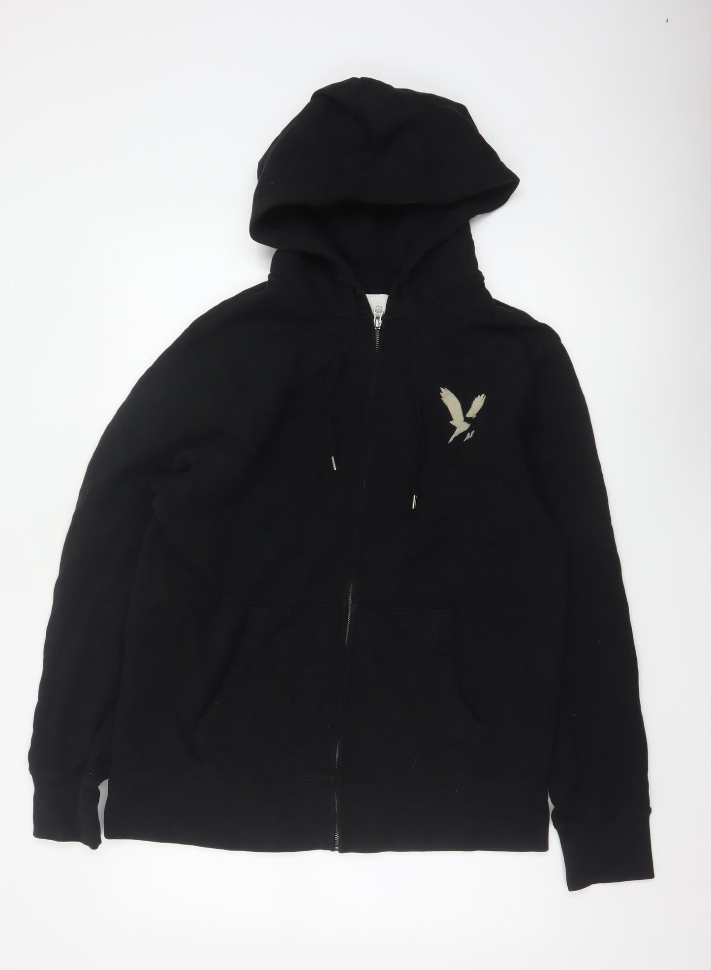 American Eagle Men’s Black L Full Zip Hooded Fleece Logo Hoodie