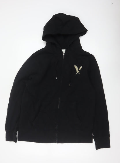 American Eagle Men’s Black L Full Zip Hooded Fleece Logo Hoodie