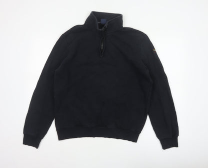 Paul & Shark Mens Black XL 1/4 Zip High Neck Cotton Sweatshirt