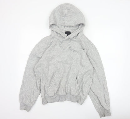 H&M Women Grey XS Relaxed Fit Fleece Pullover Hoodie