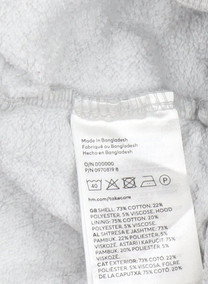 H&M Women Grey XS Relaxed Fit Fleece Pullover Hoodie