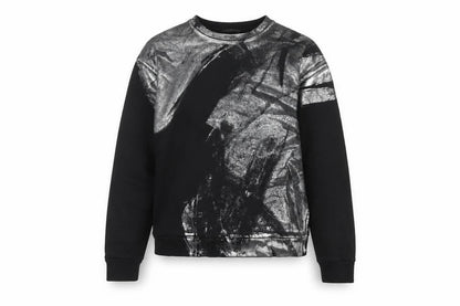 Zara Women Black Silver Metallic Pullover Sweatshirt Size S