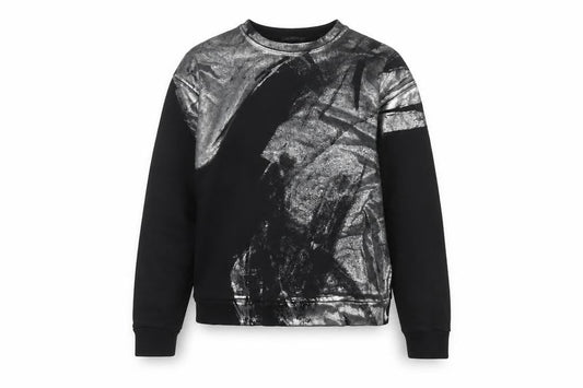 Zara Women Black Silver Metallic Pullover Sweatshirt Size S