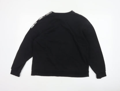 Zara Women Black Silver Metallic Pullover Sweatshirt Size S