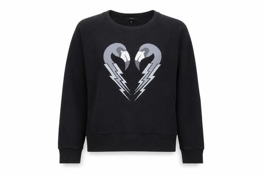 Diesel Women Black M Pullover Sweatshirt Bird Graphic 100% Cotton