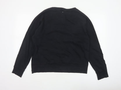 Diesel Women Black M Pullover Sweatshirt Bird Graphic 100% Cotton