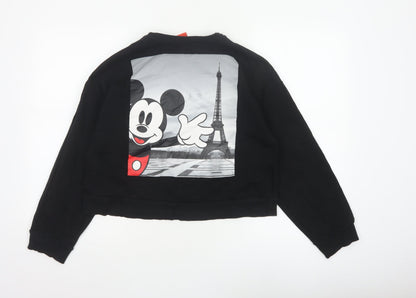 Zara Disney Women Black M Pullover Sweatshirt Mickey Paris Graphic