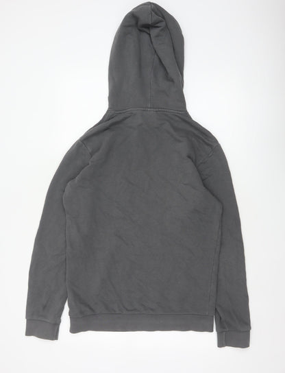 Adidas Men’s Grey S Pullover Hoodie Trefoil Logo Cotton Kangaroo Pocket