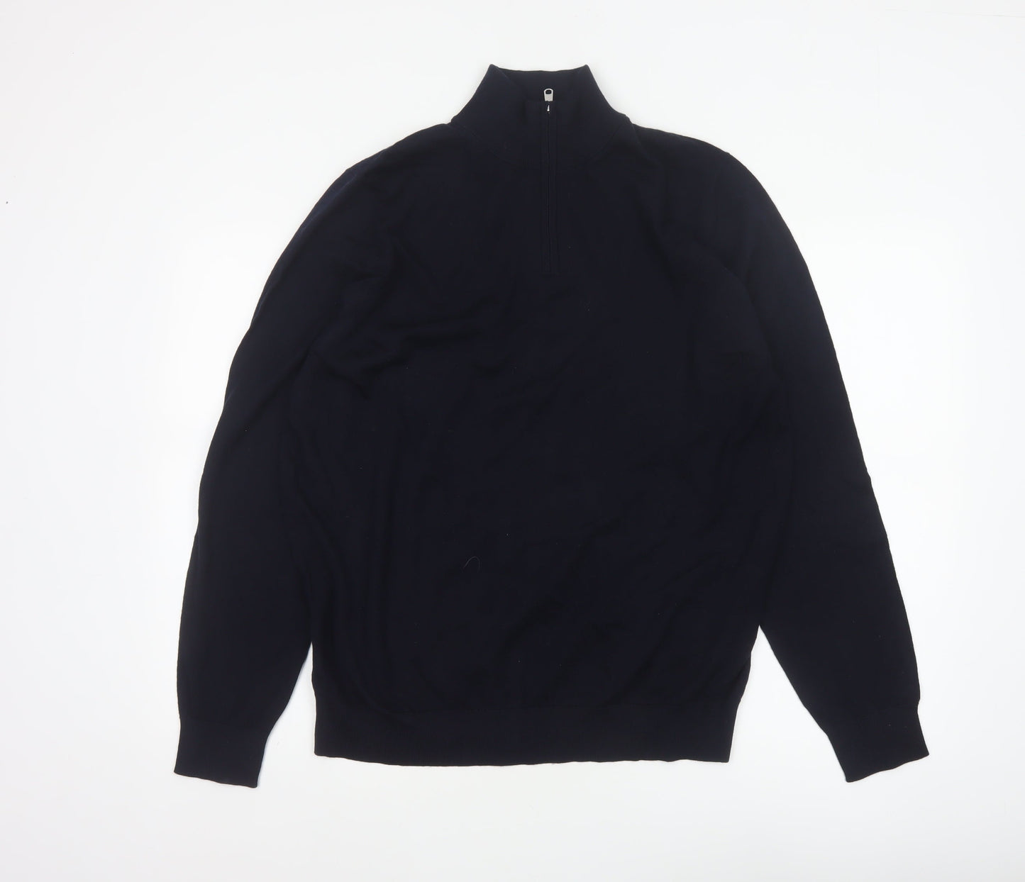 Autograph Men’s Black XL Merino Wool 1/4 Zip High Neck Jumper