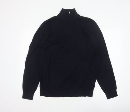 Autograph Men’s Black XL Merino Wool 1/4 Zip High Neck Jumper
