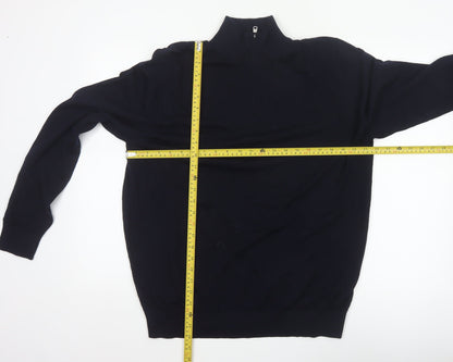 Autograph Men’s Black XL Merino Wool 1/4 Zip High Neck Jumper