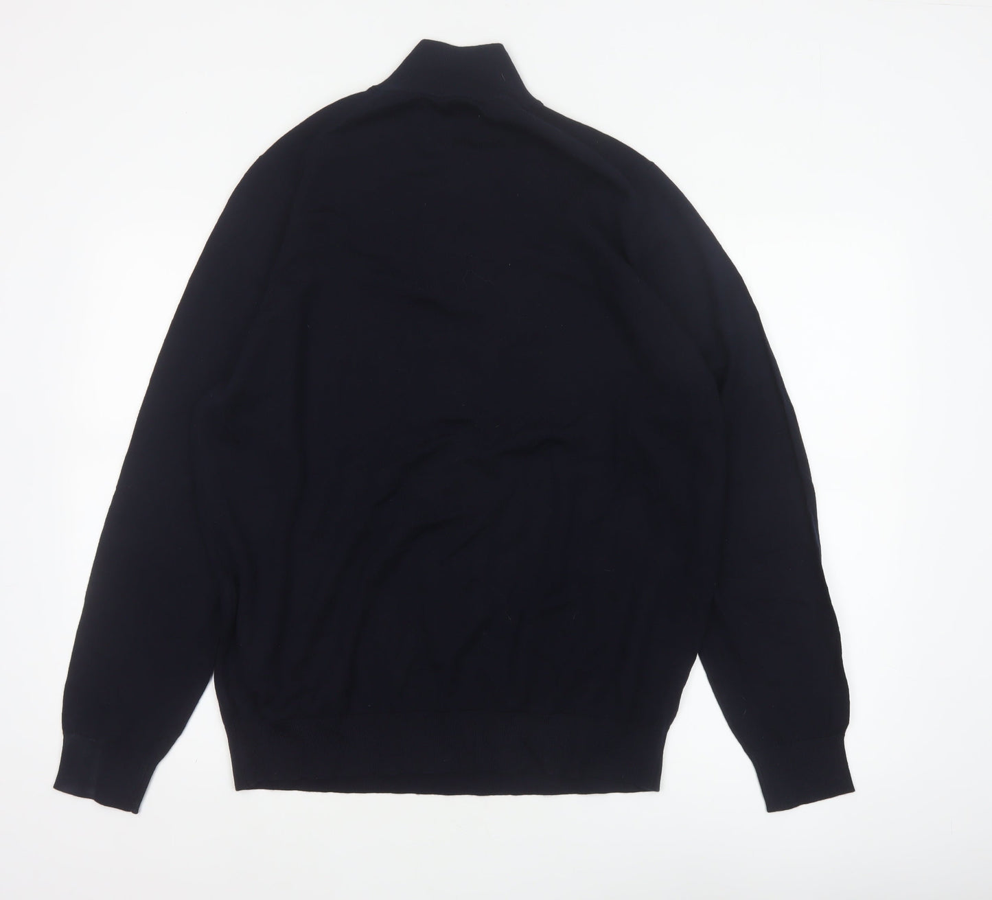 Autograph Men’s Black XL Merino Wool 1/4 Zip High Neck Jumper