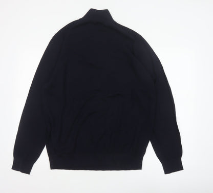 Autograph Men’s Black XL Merino Wool 1/4 Zip High Neck Jumper