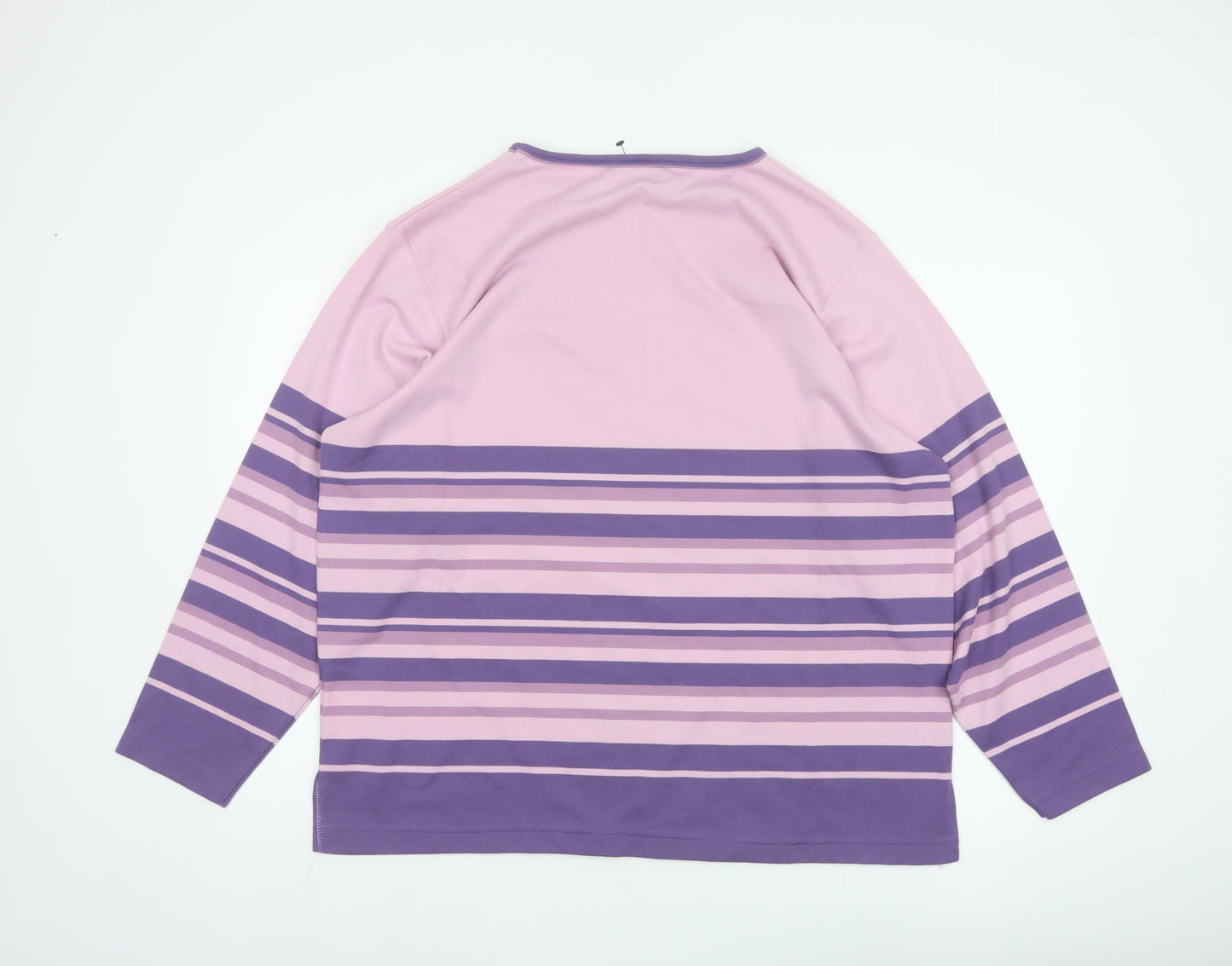 Bonmarché Women Pink Purple Striped Jersey Long Sleeve T-Shirt XL