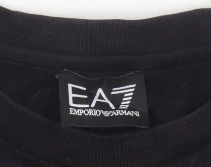 EA7 Emporio Armani Men’s Black L Crew Neck Logo Sweatshirt