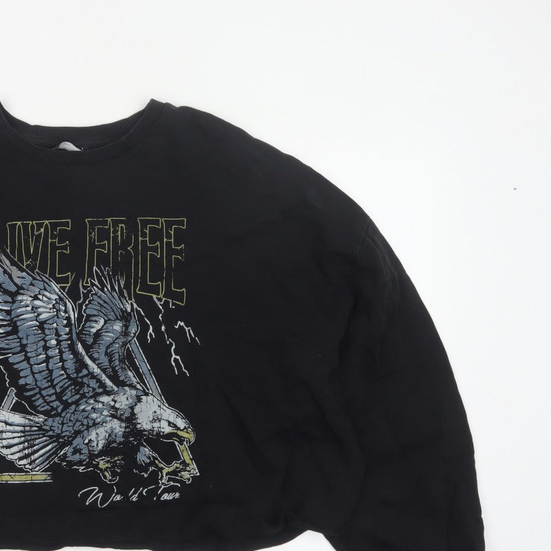 ASOS Design Women Black UK 20 Oversized Eagle Graphic Pullover Sweatshirt