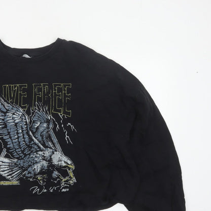 ASOS Design Women Black UK 20 Oversized Eagle Graphic Pullover Sweatshirt