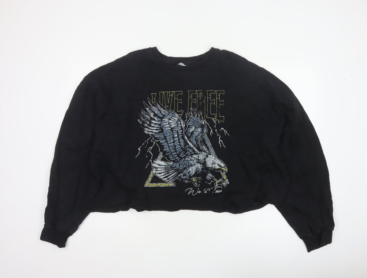 ASOS Design Women Black UK 20 Oversized Eagle Graphic Pullover Sweatshirt