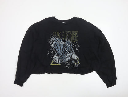 ASOS Design Women Black UK 20 Oversized Eagle Graphic Pullover Sweatshirt