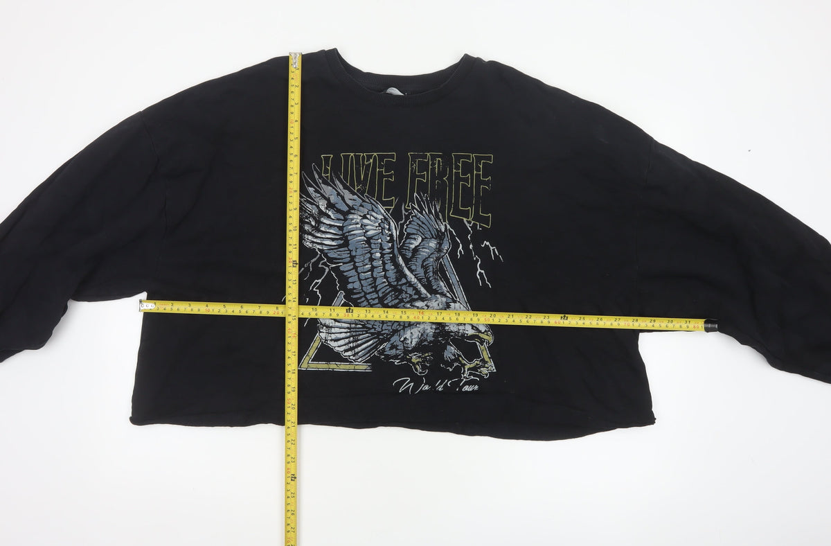 ASOS Design Women Black UK 20 Oversized Eagle Graphic Pullover Sweatshirt