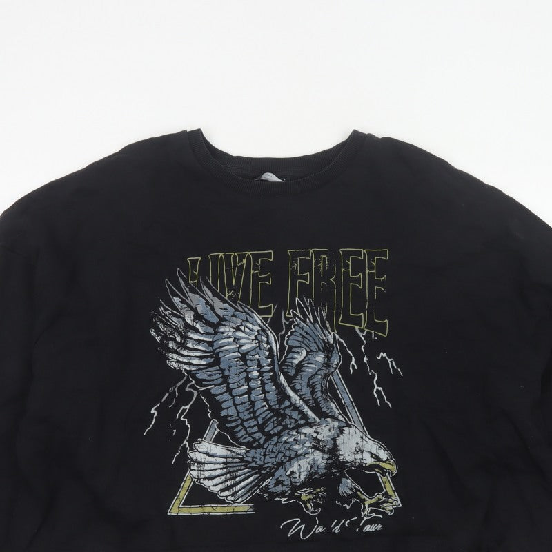 ASOS Design Women Black UK 20 Oversized Eagle Graphic Pullover Sweatshirt