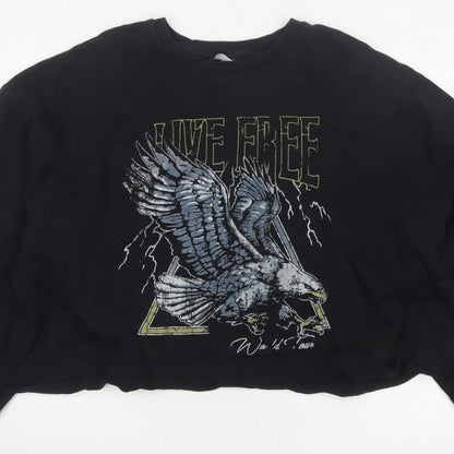 ASOS Design Women Black UK 20 Oversized Eagle Graphic Pullover Sweatshirt