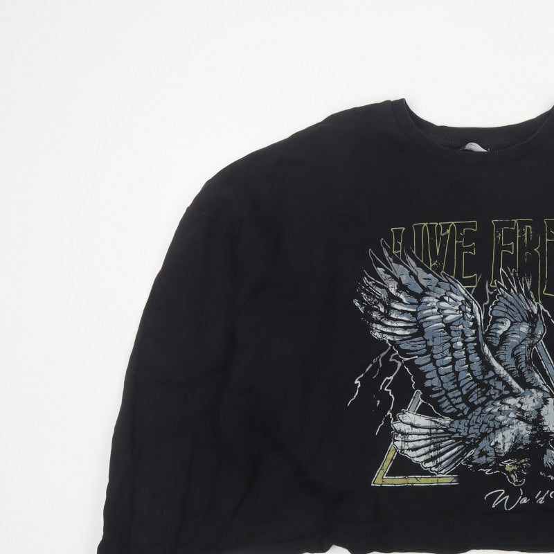 ASOS Design Women Black UK 20 Oversized Eagle Graphic Pullover Sweatshirt