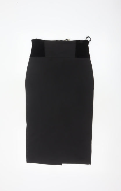 Kelly Ewing Collection Women Black UK 10 High Rise Velvet Pencil Skirt