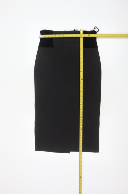 Kelly Ewing Collection Women Black UK 10 High Rise Velvet Pencil Skirt