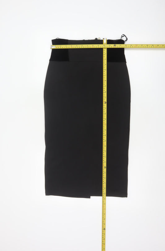 Kelly Ewing Collection Women Black UK 10 High Rise Velvet Pencil Skirt