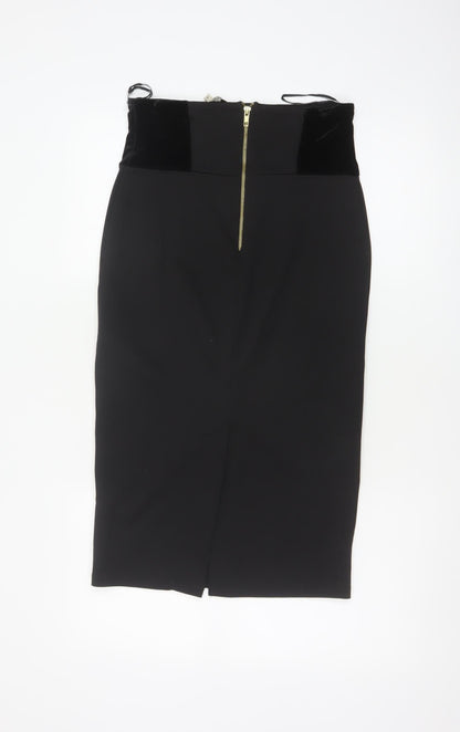 Kelly Ewing Collection Women Black UK 10 High Rise Velvet Pencil Skirt
