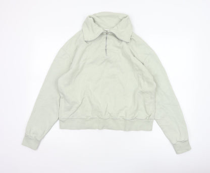 MNG Women’s Green M Hooded Quarter Zip Pullover Sweatshirt