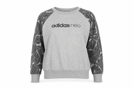 Adidas Neo Women’s Grey S Pullover Sweatshirt Leaf Print Raglan