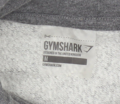 Gymshark Women Grey M Cropped Pullover Hoodie Drawstring Raglan Gym
