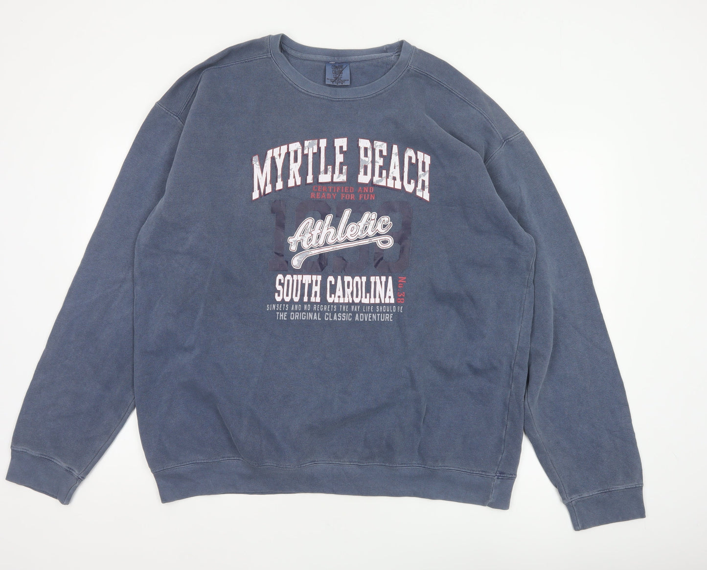Comfort Colors Men's Blue L Pullover Sweatshirt Myrtle Beach Graphic