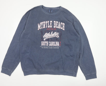 Comfort Colors Men's Blue L Pullover Sweatshirt Myrtle Beach Graphic