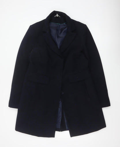 Marks & Spencer Women's Navy UK 14 Single-Breasted Mid-Length Overcoat