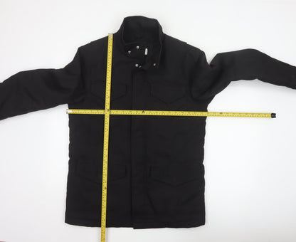 Reiss Men Black M Military Jacket Padded 4 Pocket Stand-Up Collar