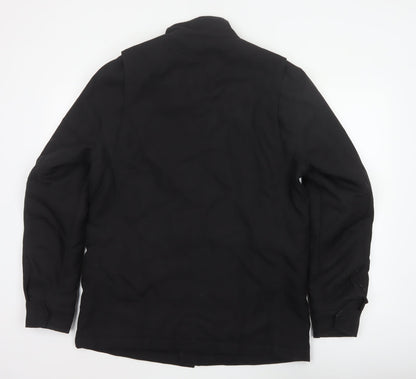 Reiss Men Black M Military Jacket Padded 4 Pocket Stand-Up Collar