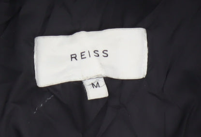 Reiss Men Black M Military Jacket Padded 4 Pocket Stand-Up Collar