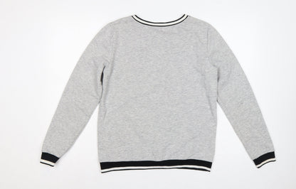 Dorothy Perkins Women Grey Floral Embroidered Pullover Sweatshirt UK 10