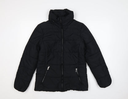 Marks and Spencer Women Black UK 8 Puffer Jacket Quilted Zip
